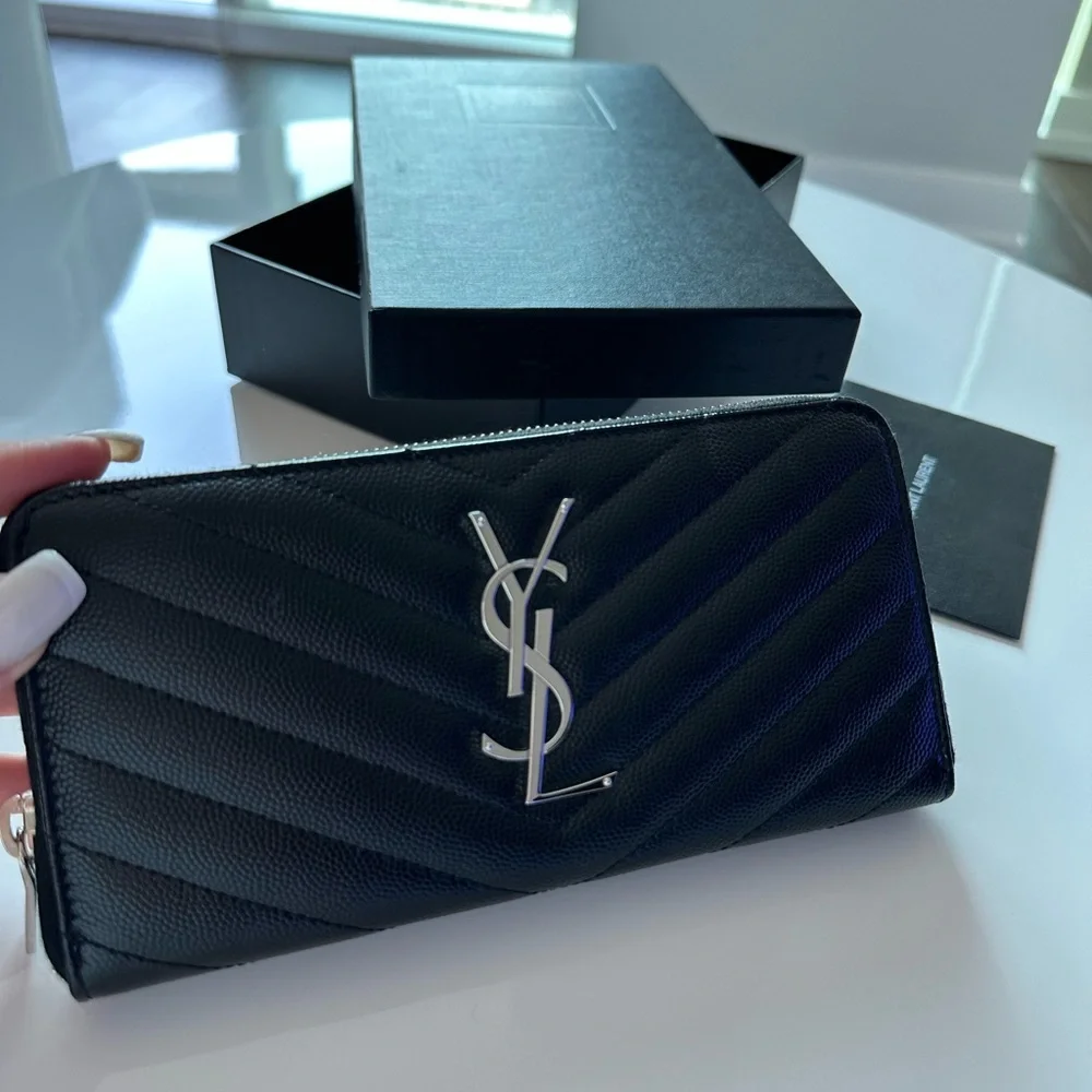 YSL Monogram Zip Wallet Black - Picture 6 of 7